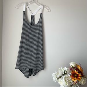 Nike Gray White Striped Racerback Athletic Tank Top Size Large